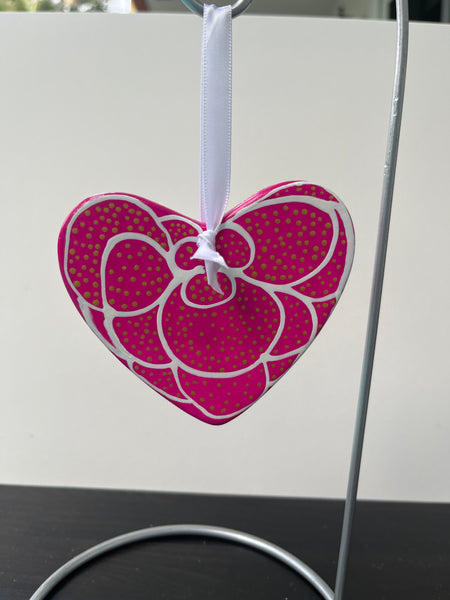 Hand Painted Heart Shaped  Ornament