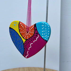Hand Painted Heart Shaped  Ornament