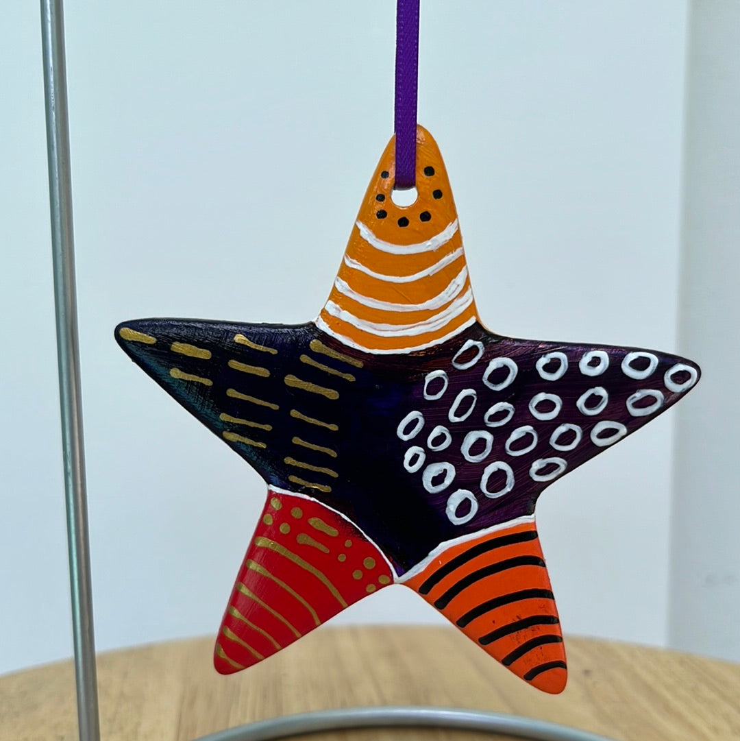 Hand Painted Star Sapped  Ornament
