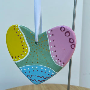 Hand Painted Heart Sahped  Ornament