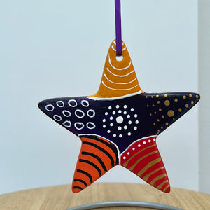 Hand Painted Star Sapped  Ornament