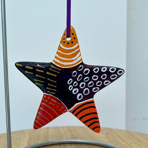 Hand Painted Star Sapped  Ornament