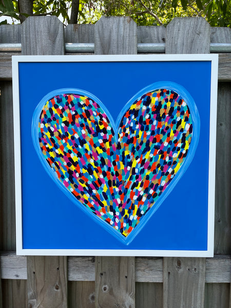 Happy Heart 24” x 24” Framed Original Painting