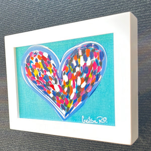 Happy Heart Framed Original Art  5 x 7