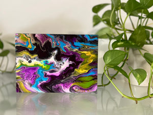 Acrylic Pour Painting  on Wood 5” x 7” x 1.5”