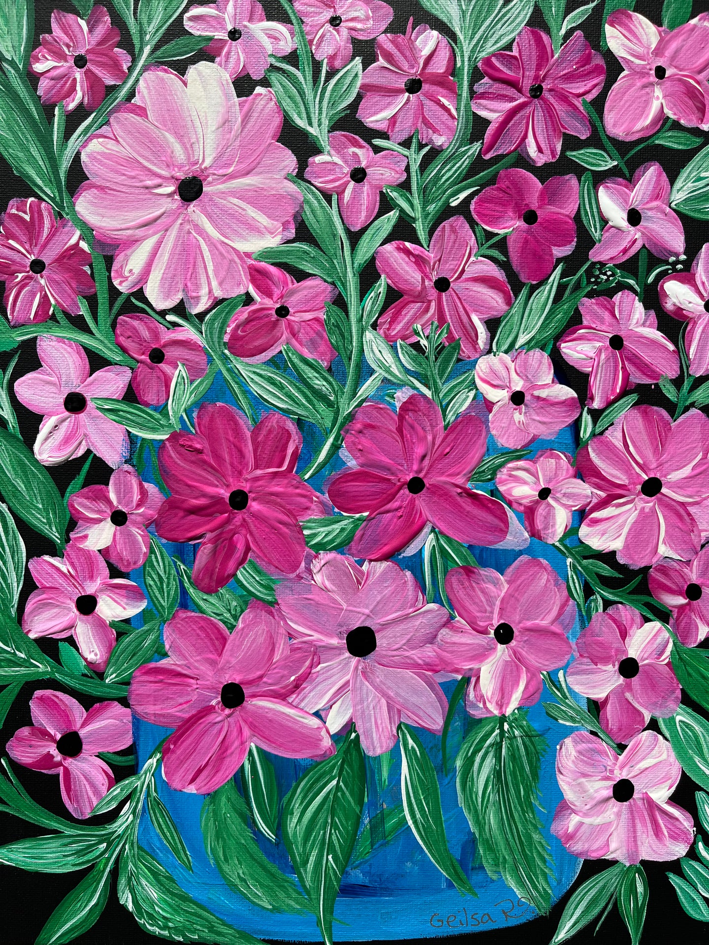 Framed Art “ Pink Romance”  Original Painting 11” x 14”