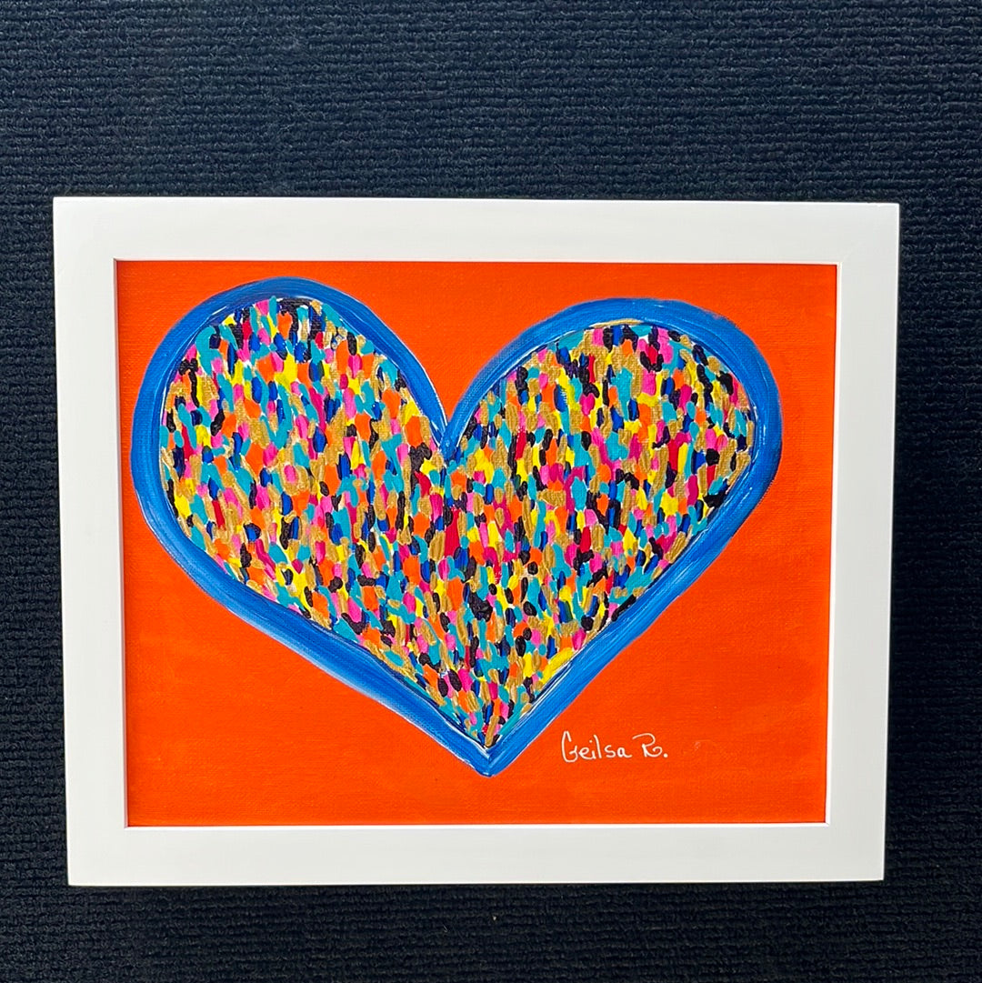 Happy Heart Framed Original Art 8” x 10”