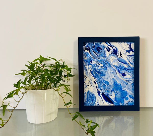 Framed Acrylic Pour Painting 8” x 10”