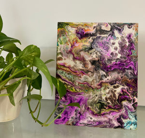 Acrylic Pour Painting on Wood  8 x 10