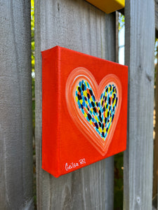 Original Happy Heart Canvas Painting  6” x  6” x 1.5”