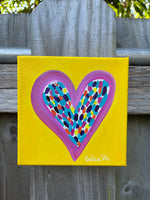 Original Happy Heart Canvas Painting  6” x  6” x 1.5”