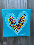 Original Happy Heart Canvas Painting  6” x  6” x 1.5”