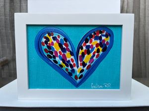 Happy Heart Framed Original Art  5 x 7