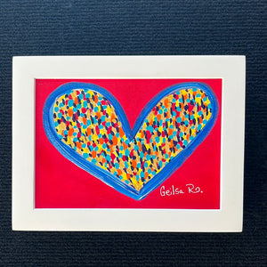 Happy Heart Framed Original Art  5 x 7