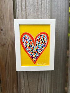 Happy Heart Framed Original Art  5 x 7