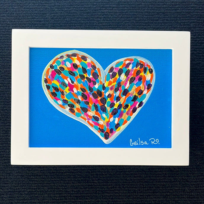 Happy Heart Framed Original Art  5 x 7