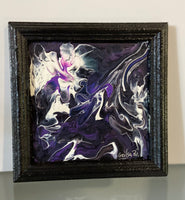 Framed Acrylic Pouring Art 8” x  8”