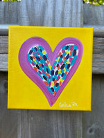 Original Happy Heart Canvas Painting  6” x  6” x 1.5”