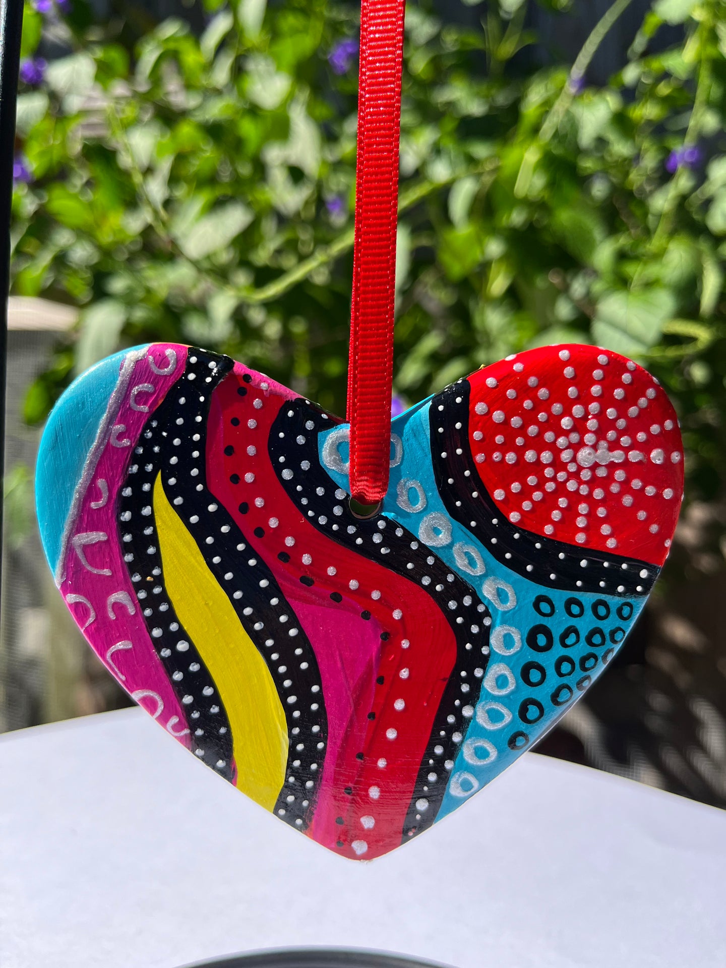 Hand Painted Heart Shaped Ornament