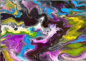 Acrylic Pour Painting  on Wood 5” x 7” x 1.5”