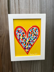 Happy Heart Framed Original Art  5 x 7