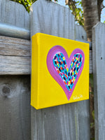 Original Happy Heart Canvas Painting  6” x  6” x 1.5”