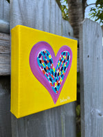 Original Happy Heart Canvas Painting  6” x  6” x 1.5”